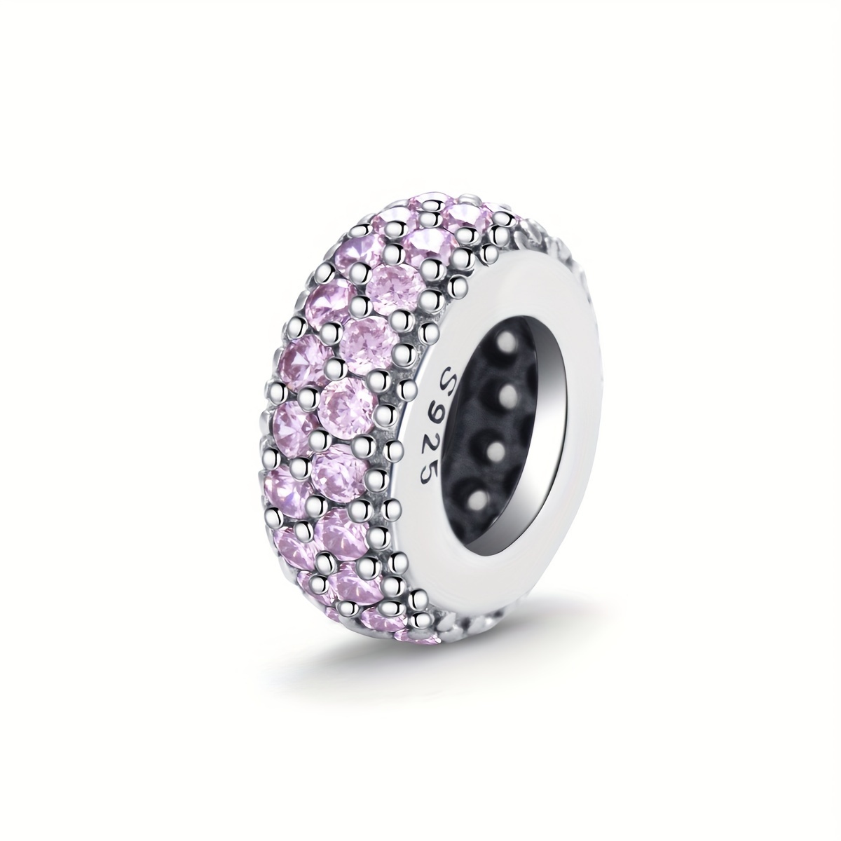 925 Silver Bead with Zirconia Inlay Jewelry for Female DIY